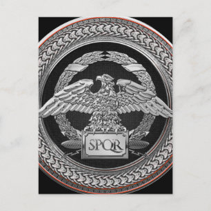 [100] Silver Roman Imperial Eagle over Medallion Postcard