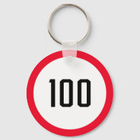100 Speed Limit Round Road Traffic Sign | Keychain