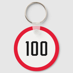 100 Speed Limit Round Road Traffic Sign   Keychain