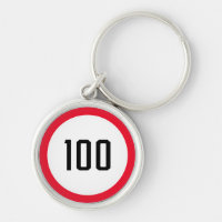 100 Speed Limit Round Road Traffic Sign | Keychain