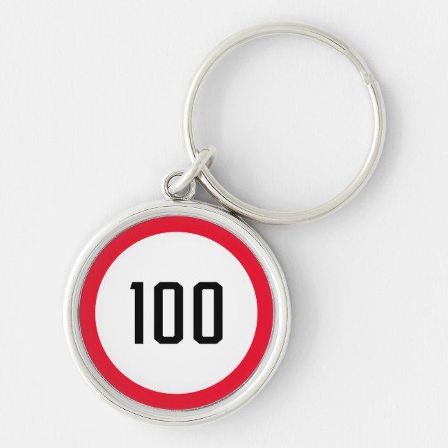 100 Speed Limit Round Road Traffic Sign | Keychain (Front)