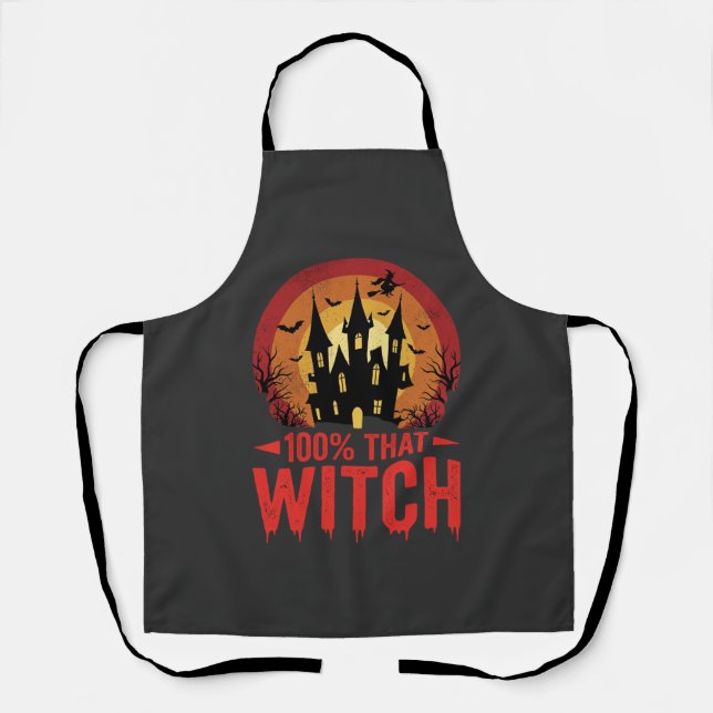 100% That Witch Halloween Castle Apron (Front)