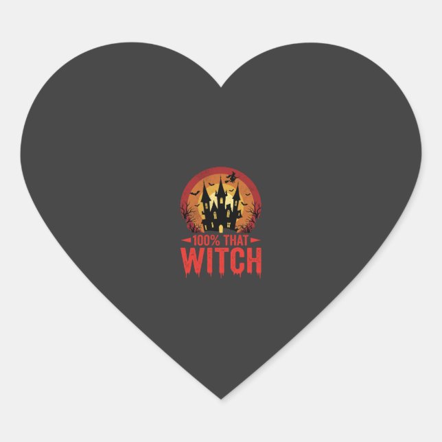100% That Witch Halloween Castle Heart Sticker (Front)