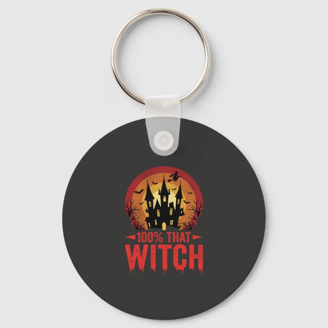 100% That Witch Halloween Castle Key Ring (Front)