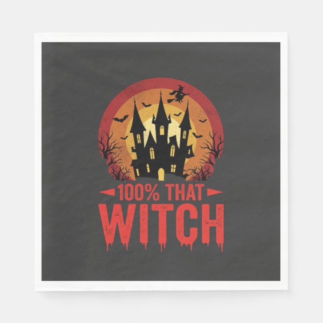 100% That Witch Halloween Castle Napkin (Front)