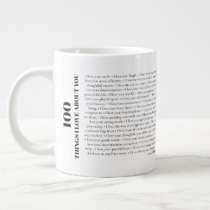 100 Things I Love About You Customisable Gift Large Coffee Mug