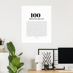 100 Things I Love About You Customisable Gift  Poster