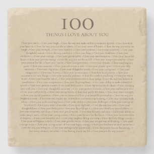 100 Things I Love About You Customisable Gift Stone Coaster