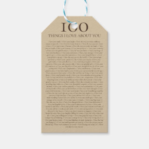 100 Things I Love About You Customisable Gift  Tags