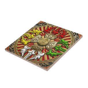 [100] Tibetan Double Dorje Mandala Ceramic Tile