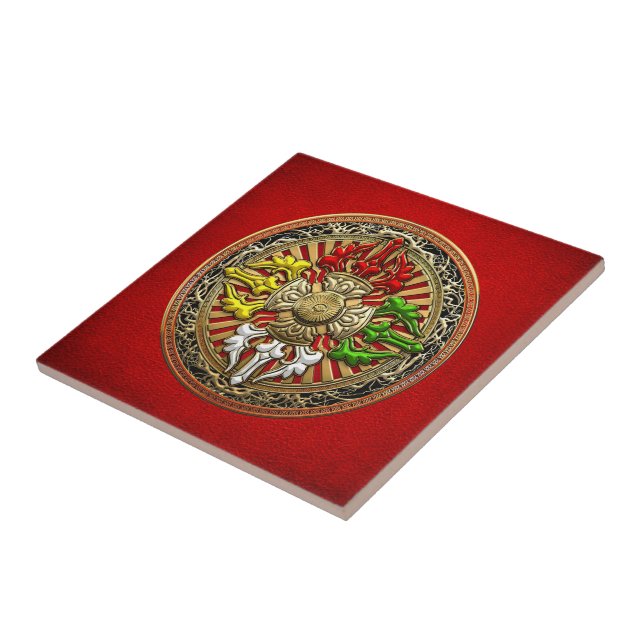 [100] Tibetan Double Dorje Mandala Tile (Side)