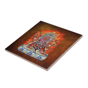 [100] Tibetan Thangka  - Wrathful Deity Hayagriva Ceramic Tile