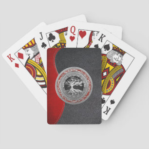 [100] Treasure Trove: Celtic Tree of Life [Silver] Playing Cards