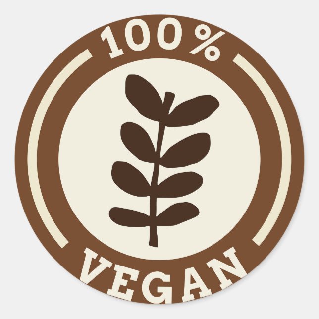 100% Vegan Ethical Kind Living Sustainable Classic Round Sticker (Front)