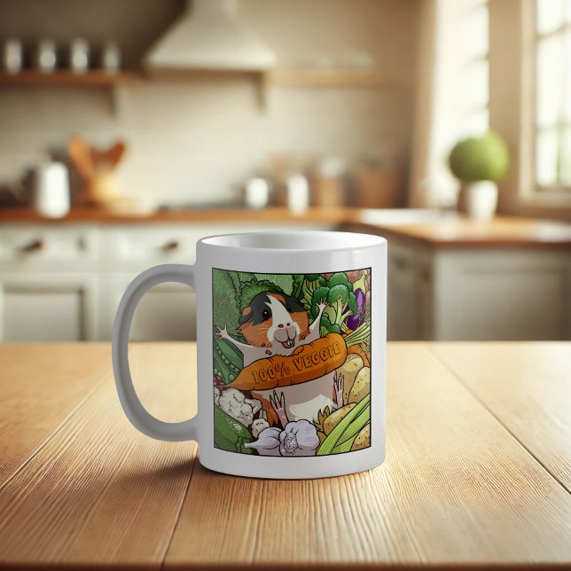 100% Veggie Happy Guinea Pig With Carrot Coffee Mug (Creator Uploaded)