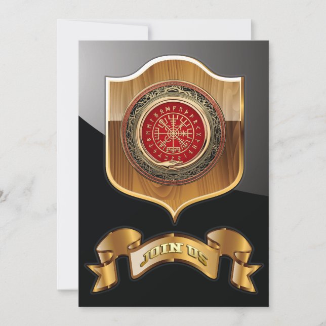 [100] Vegvisir - Viking Gold Magic Runic Compass (Front)