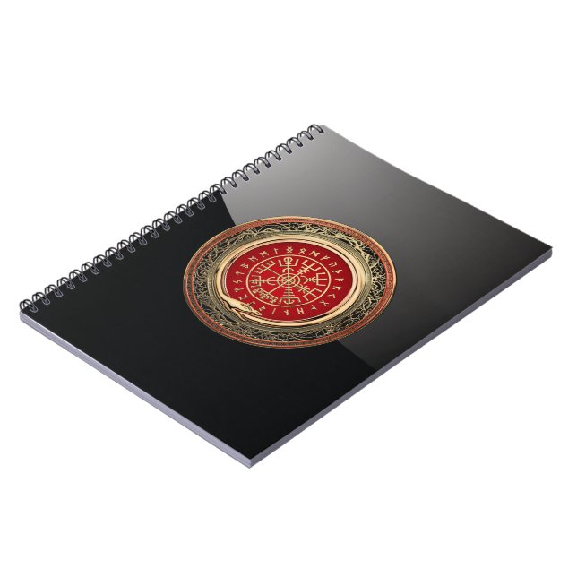 [100] Vegvisir - Viking Gold Magic Runic Compass Notebook (Left Side)