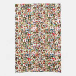 100 Vintage Santas Tea Towel