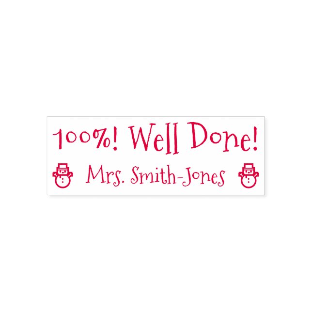 "100%! Well Done!" Tutor Rubber Stamp (Design)