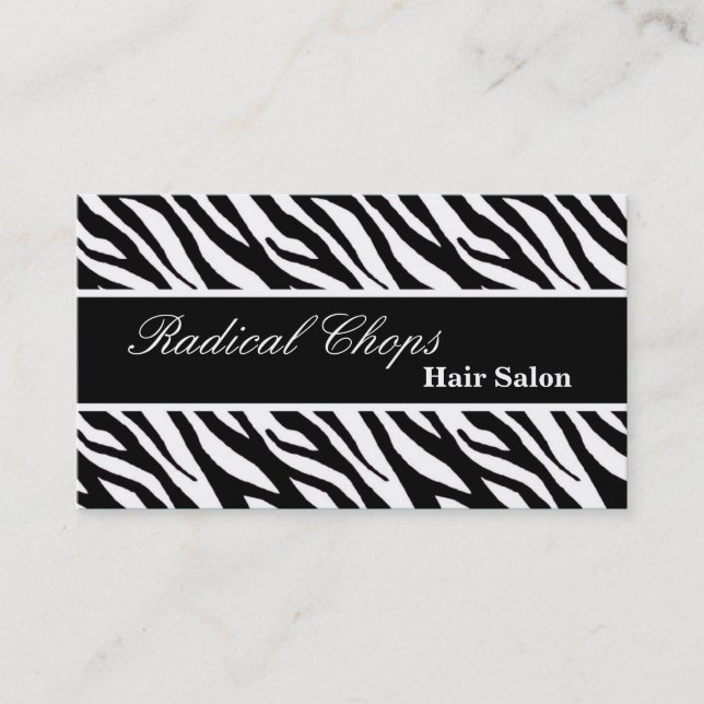 100 White Black Zebra Print Pattern Business Card (Front)