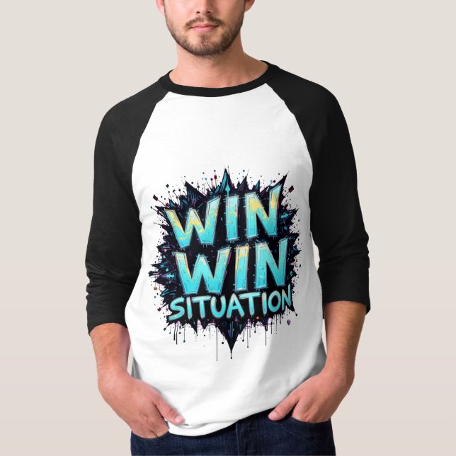 100% Win-Win Men's Basic 3/4 Sleeve Raglan T-Shirt (Front)