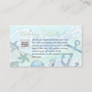 100 x Beach Coastal Wedding Details Enclosure Business Card