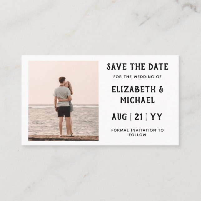 100 x BUDGET Photo Save Dates  Minimalist Simple Business Card (Front)