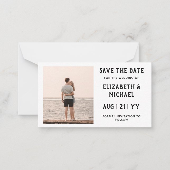 100 x BUDGET Photo Save Dates  Minimalist Simple Card (Front)