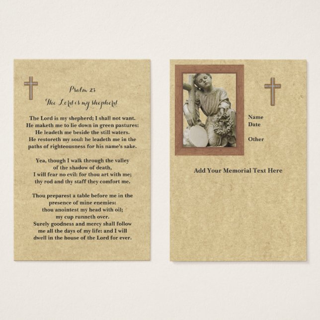 100 x Memorial Prayer Cards Lord Is My Shepherd (Front & Back)