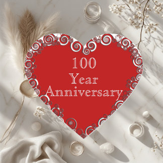 100 Year Anniversary Milestone Romantic Modern Heart Sticker