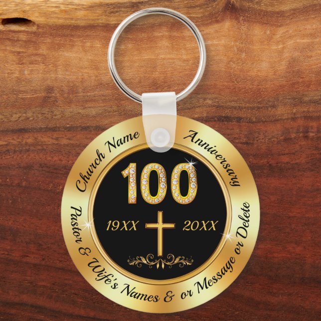 100 Year Church Anniversary, Cheap Church Favours, Key Ring (Front)