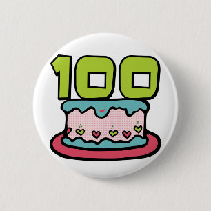 100 Year Old Birthday Cake 6 Cm Round Badge