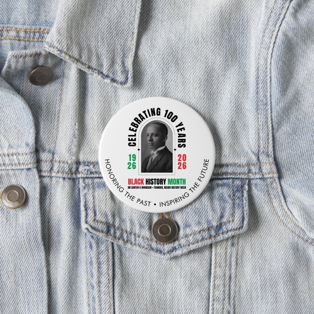 100 Years Centennial Woodson Black History Month 7.5 Cm Round Badge (In Situ)