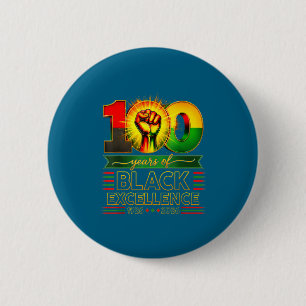 100 years of black excellence centennial black 6 cm round badge