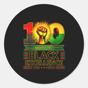 100 years of black excellence centennial black classic round sticker