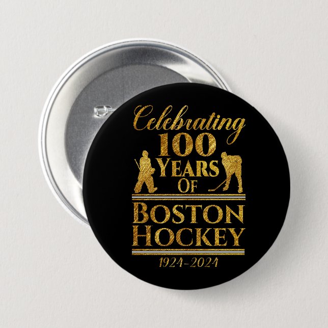 100 Years Of Boston Hockey 7.5 Cm Round Badge (Front & Back)