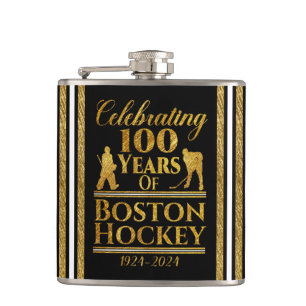 100 Years Of Boston Hockey Hip Flask