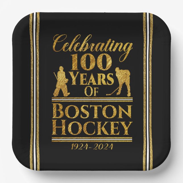 100 Years Of Boston Hockey Paper Plate (Front)