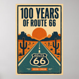 100 Years of Route 66 Centennial Litho Poster
