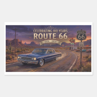100 Years Of Route 66 Rectangular Sticker