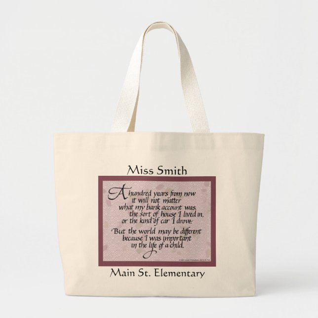 100 Years Quote Teacher Tote Bag (Front)