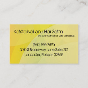 100 Yellow Retro Nail Technician Business Card