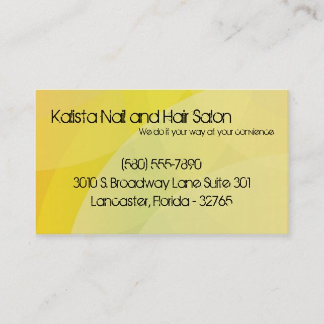 100 Yellow Retro Nail Technician Business Card (Front)