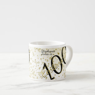 100 Yrs Centenarian Birthday Black/Gold Tex Espresso Cup