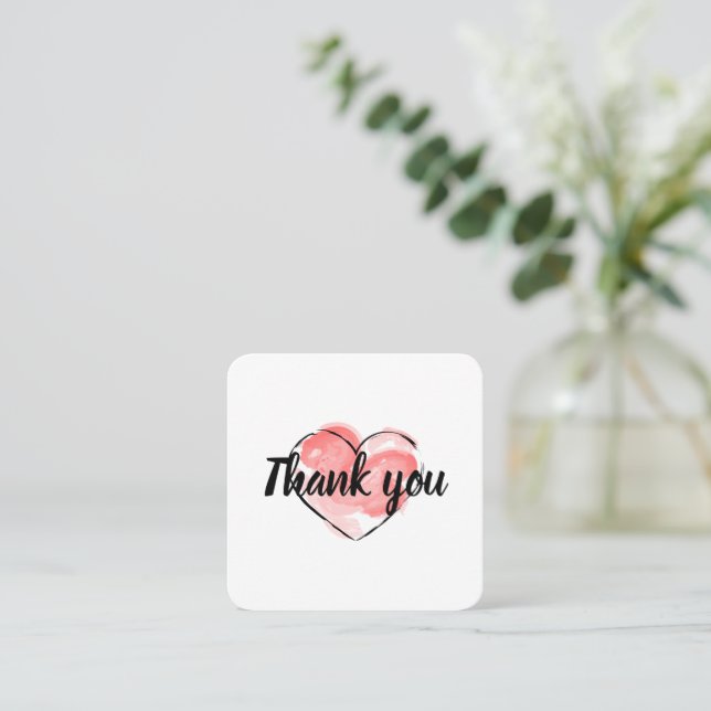 100pcs. Business thank you card with red heart (Standing Front)