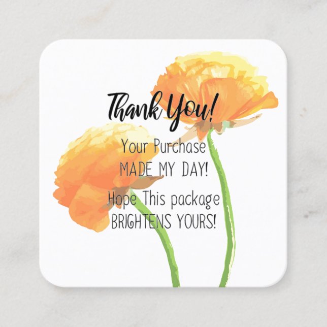 100pcs. Flat Thank You Card - Small business (Front)