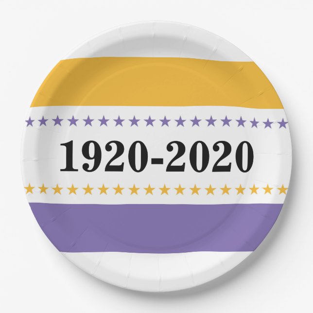 100th Anniversary 19th Amendment Victory Flag Vote Paper Plate (Front)