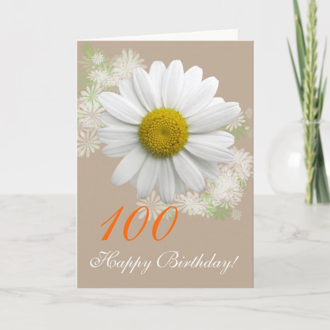 100th/Any age Birthday White Daisy Card (Front)