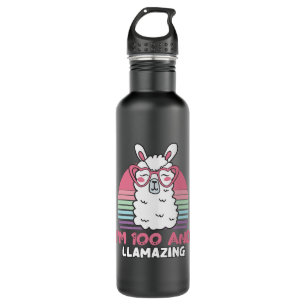 100th Bday Llamazing Llama 100 Year Old Birthday 710 Ml Water Bottle