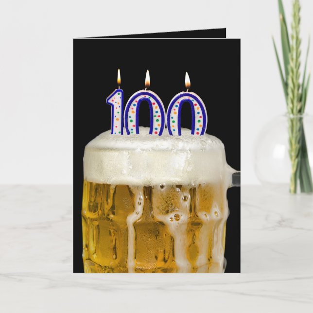 100th Birthday Beer on black Card (Front)